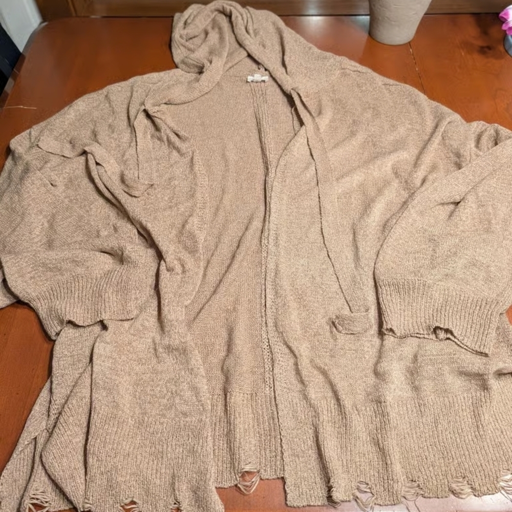 BKE Light Brown Hooded Cardigan
